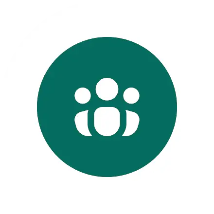 A green circle with people in it